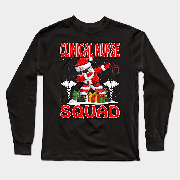 Christmas Clinical Nurse Squad Reindeer Pajama Dabing Santa Long Sleeve T-Shirt by intelus